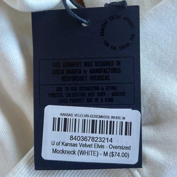 Gameday Social ROCK CHALK Kansas Jayhawks Velvet Elvis Mockneck Tunic Crew M - Picture 3 of 3